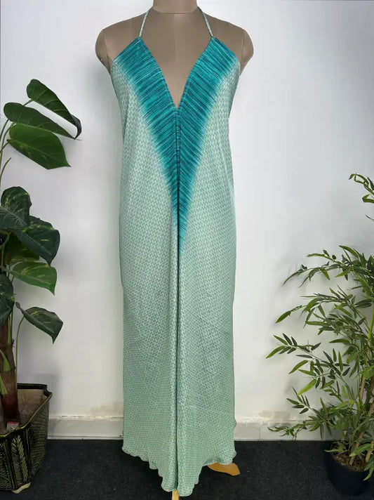Womens Clothing Maxi Halter Neck Dress | Soft Breathable Recycle Silky, Flowy Boho Festival Dress for Beach Cover up, Anniversary Gift For Her