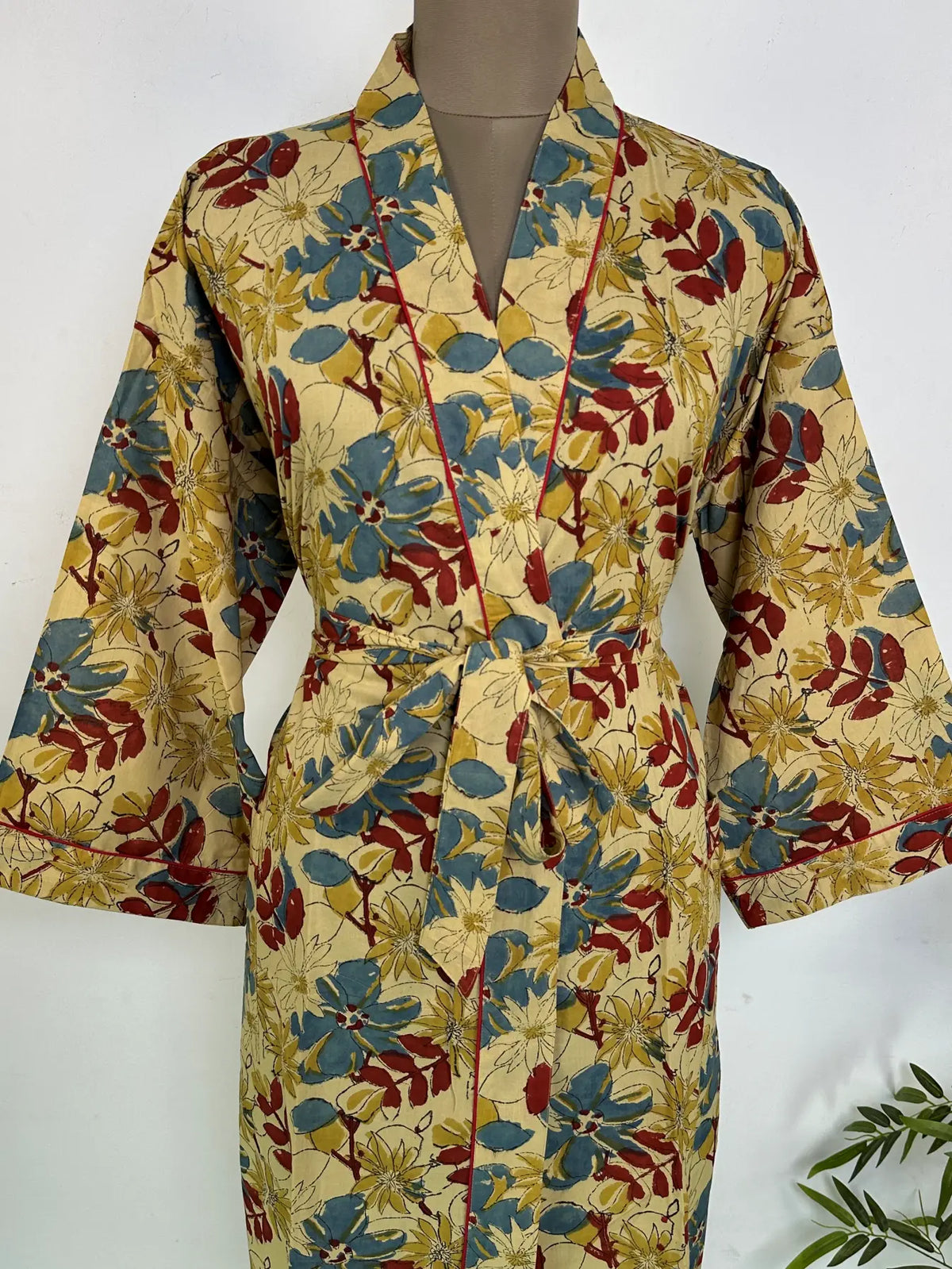 Cotton Kimono Robe | Handblock Printed Summer House Robe, Dressing Gown, Boho Beach Coverup, Bridesmaid dress Womens clothing, Gift For Her