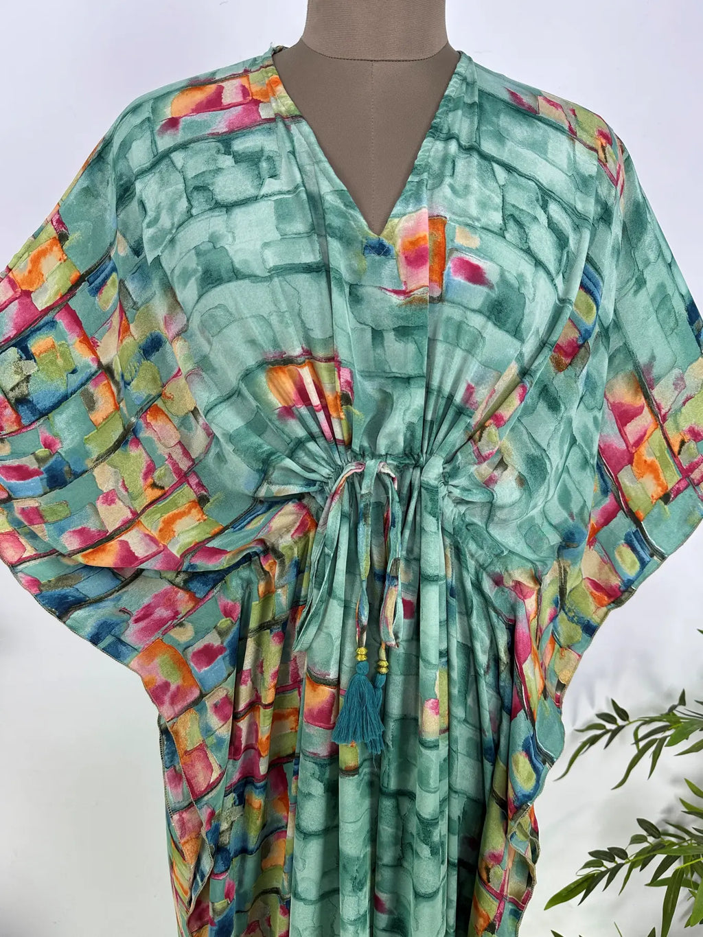 Women Loose Fit Midi Dress - Gift for Her | Kaftan Dress Boho Beach Cover Up, Recycle Silky Soft Women Clothing, Oversize Resort Wear Caftan