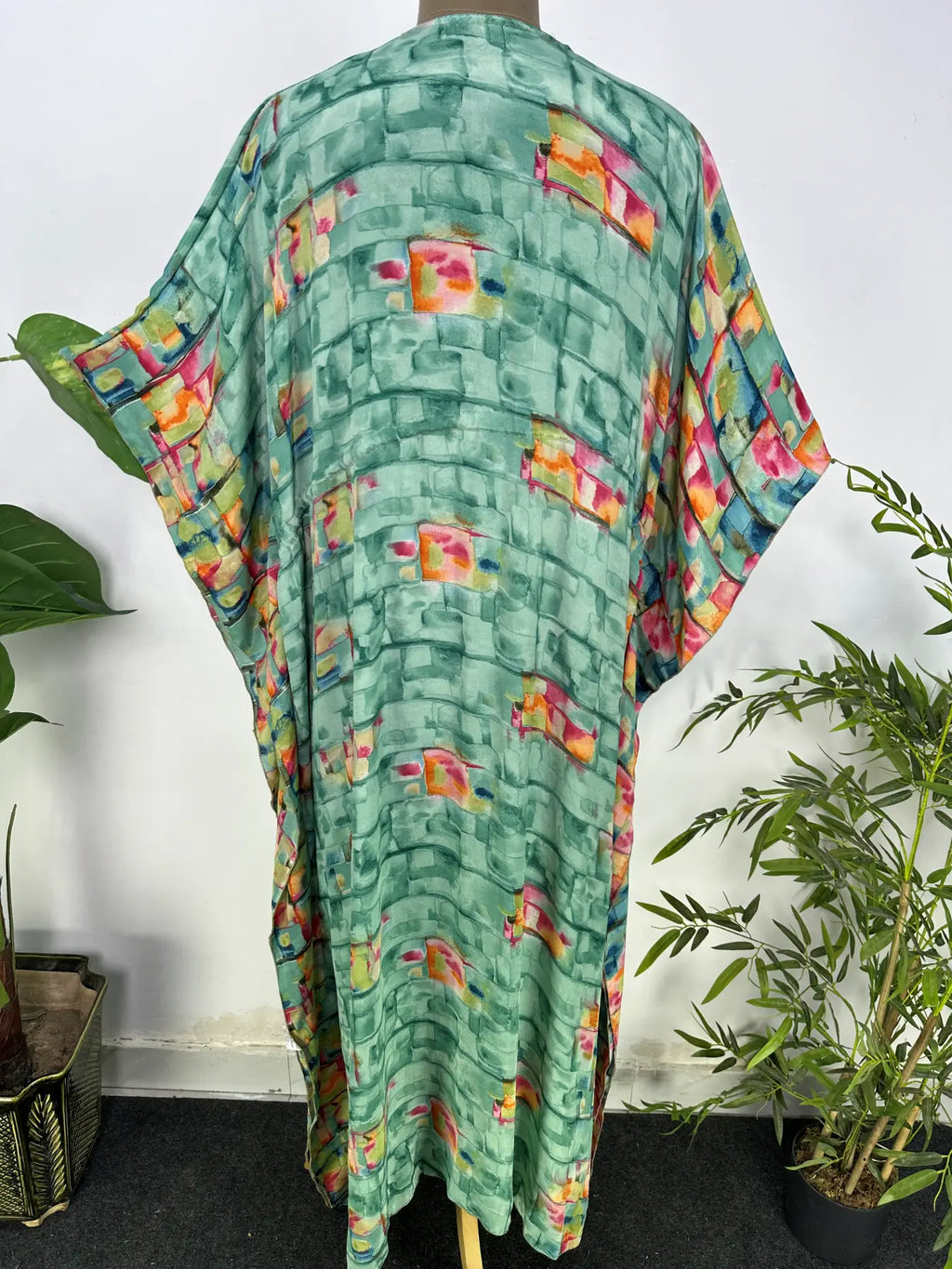 Women Loose Fit Midi Dress - Gift for Her | Kaftan Dress Boho Beach Cover Up, Recycle Silky Soft Women Clothing, Oversize Resort Wear Caftan