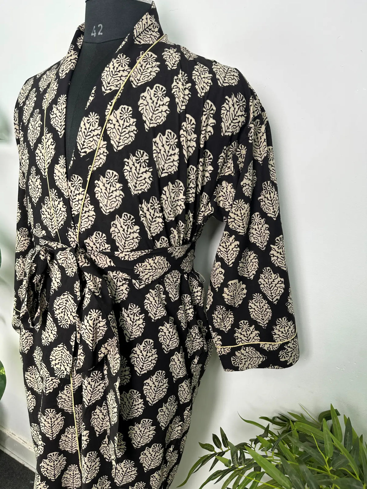 Mens Kimono Robe Cotton Handblock Dress, Indian Printed Man House Robe, Boho Beach Coverup Dressing Gown Lightweight Loungewear Gift For Him