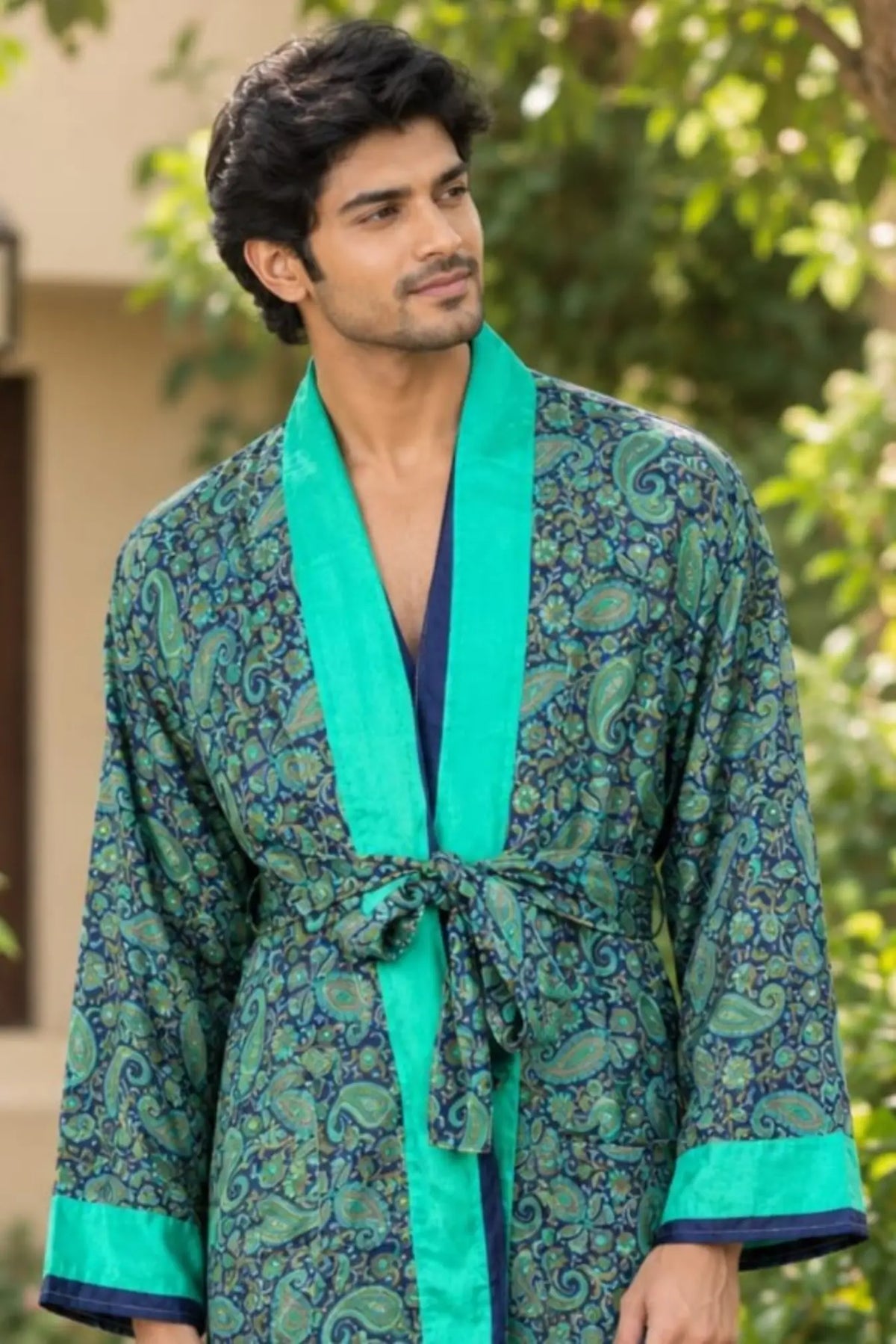 Silky Soft Mens Kimono Robe | Masculine Elegant Classic Sustainable Vintage House Robe gift, Timeless Comfy Lounge Beach Cover Up, Nightwear