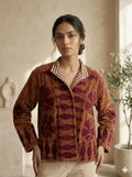 Women's Suzani embroidered Velvet Jacket in brown floral