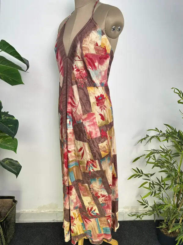 Womens Clothing Maxi Halter Neck Dress | Flowy Boho Festival Dress for Beach Cover up, Soft Breathable Recycle Silky, Anniversary Gift Her