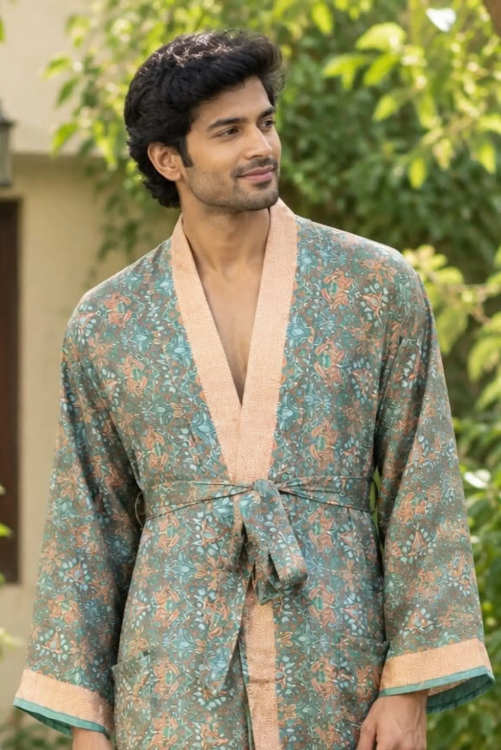 Silky Soft Mens Kimono Robe | Masculine Elegant Classic Sustainable Vintage House Robe gift, Timeless Comfy Lounge Beach Cover Up, Nightwear