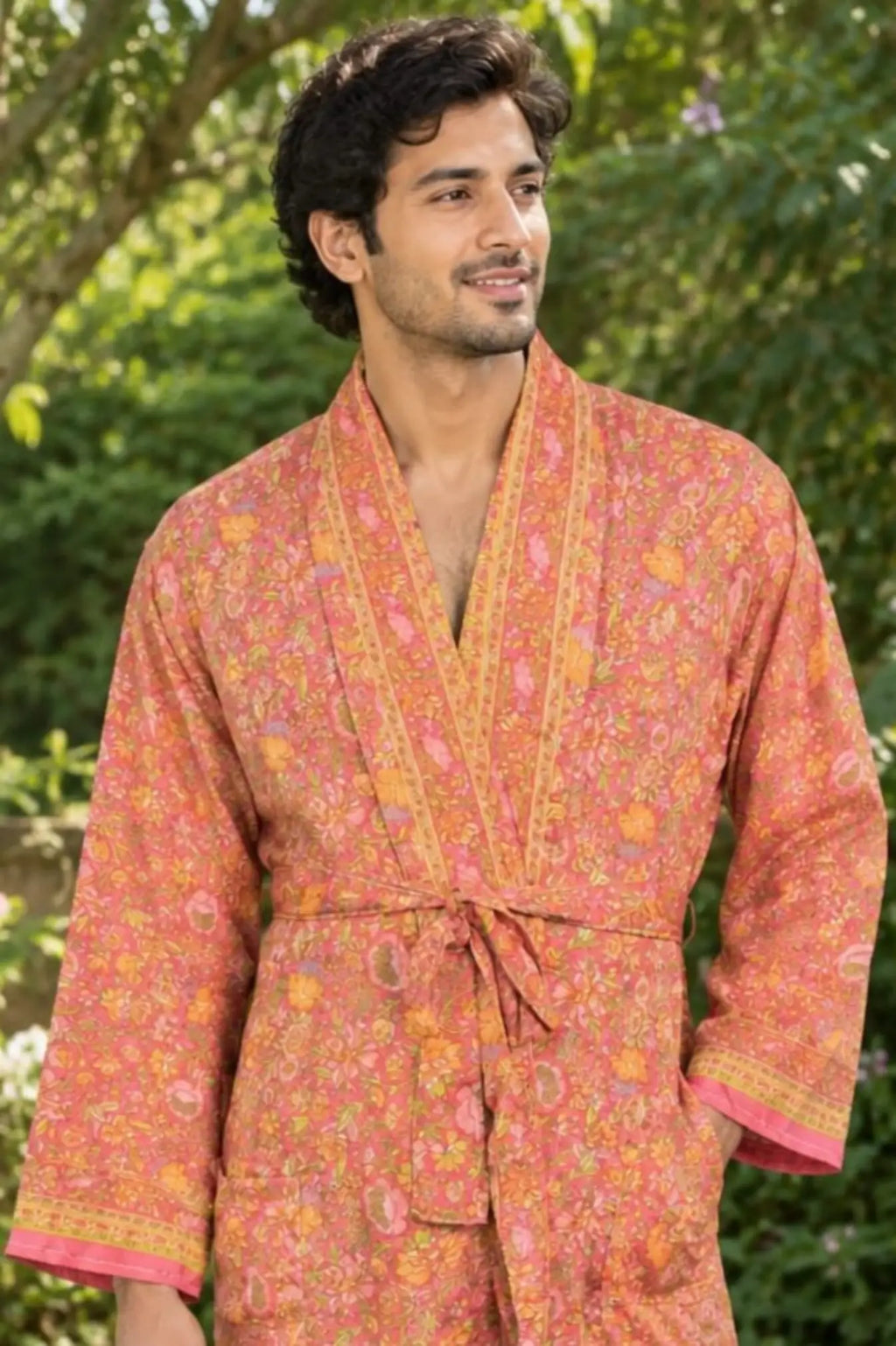 Silky Soft Mens Kimono Robe | Masculine Elegant Classic Sustainable Vintage House Robe gift, Timeless Comfy Lounge Beach Cover Up, Nightwear