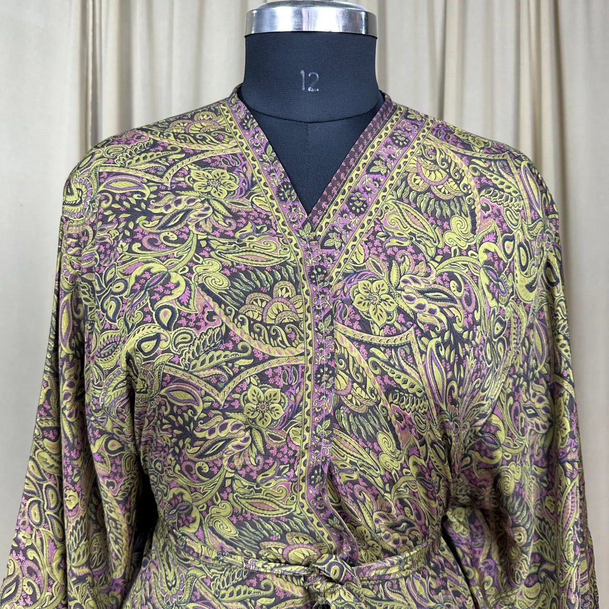 Vintage Silk Sari Boho Kimono | Luxury Loungewear House Robe Flowy Gown, Regal Floral Romance Duster Beach CoverUp, Bridesmaid Dressing Gown