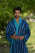 Unisex reversible Cotton Kimono Robe in geometric