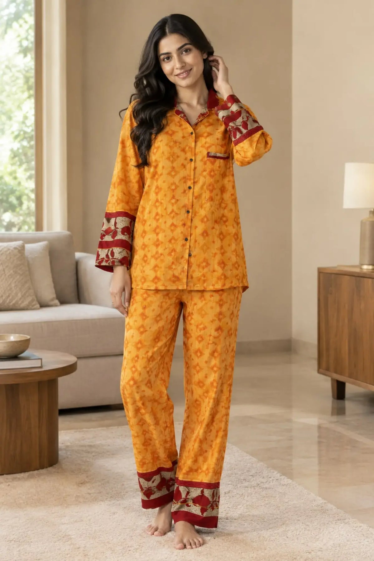 Bridal Silk Blend Pajama Set, Handmade Sari Sleepwear for Honeymoon and Wedding Morning, Bridal Shower Gift, Bachelorette Party, Bride Gift