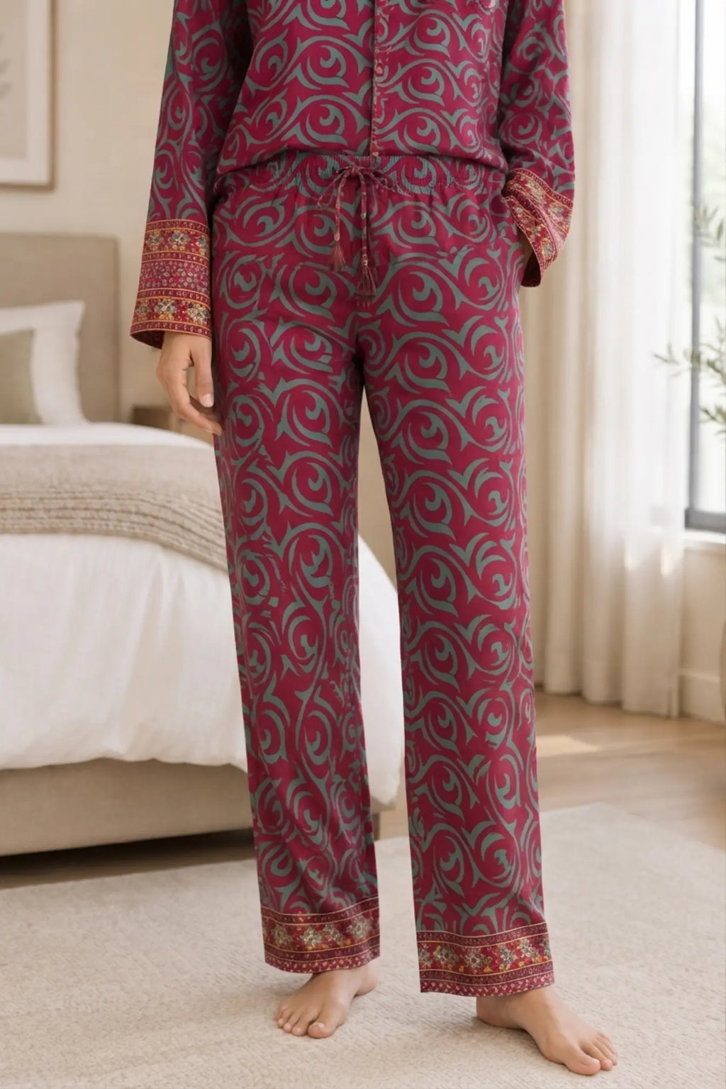Bridal Silk Blend Pajama Set, Handmade Sari Sleepwear for Honeymoon and Wedding Morning, Bridal Shower Gift, Bachelorette Party, Bride Gift