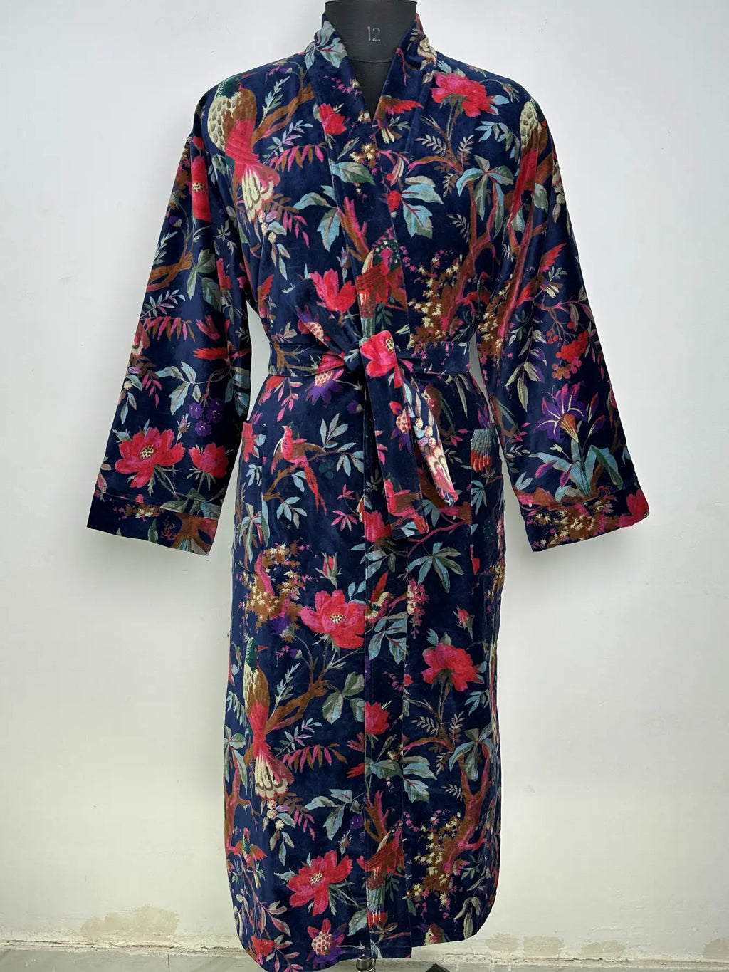 Velvet Womens Kimono Boho Robe | Dressing Gown Reversible With Lining, Kimono Womens Clothing Bridal Robe, Smoking Jacket For Her Spa Gift