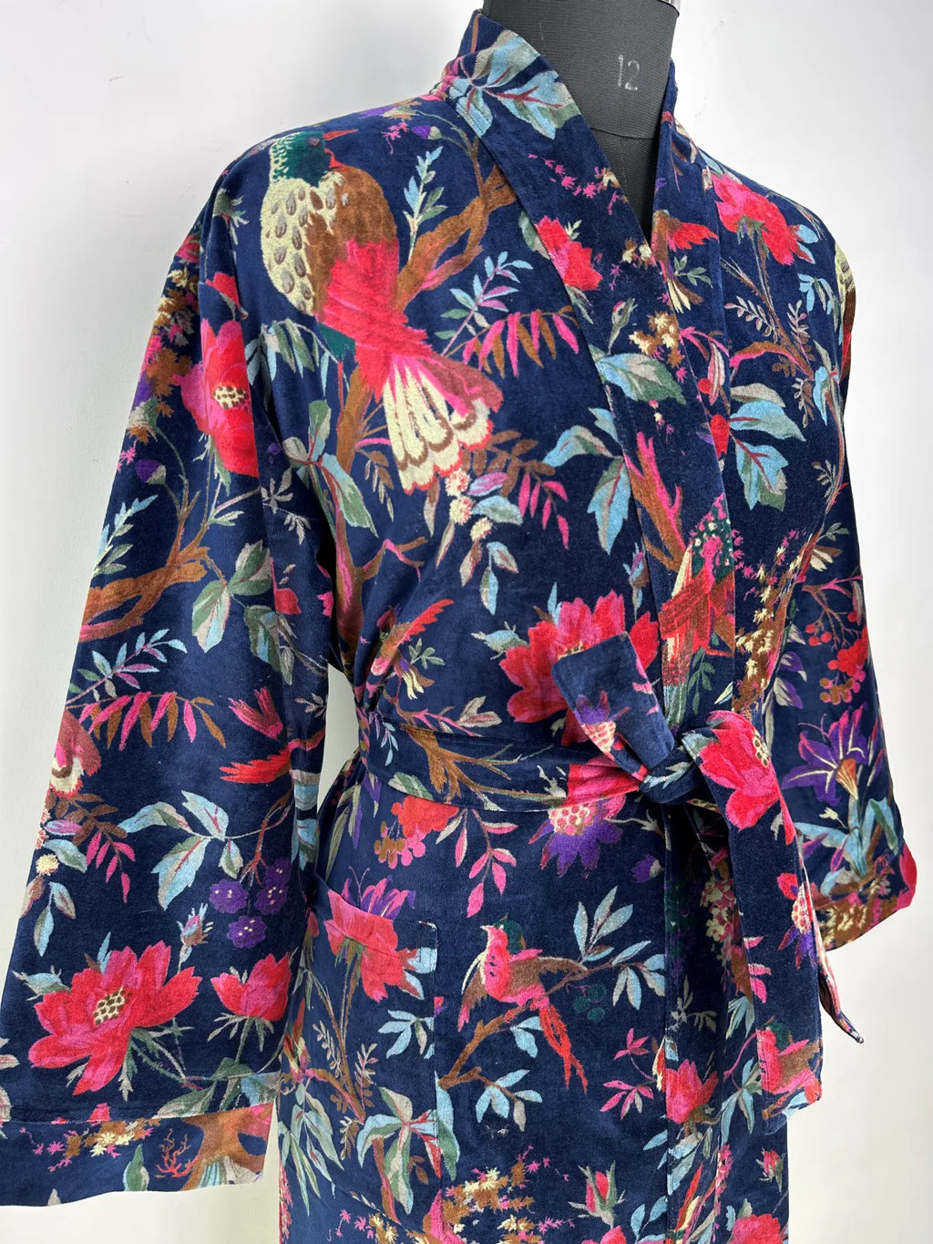 Velvet Womens Kimono Boho Robe | Dressing Gown Reversible With Lining, Kimono Womens Clothing Bridal Robe, Smoking Jacket For Her Spa Gift