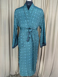 Men's Silky Kimono Robe in green geometric
