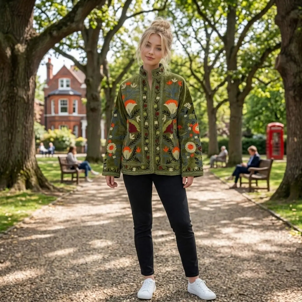 Women's Suzani embroidered Velvet Jacket