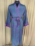 Men's Silky Kimono Robe in green floral