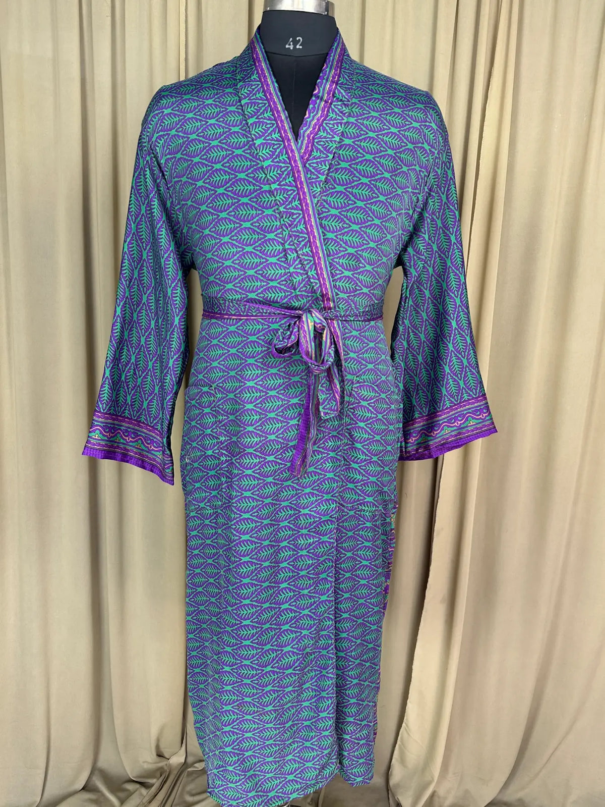 Silky Soft Menâ€™s Kimono Robe | Masculine Elegant Classic Sustainable Vintage House Robe gift, Timeless Comfy Lounge Beach Wear green Floral