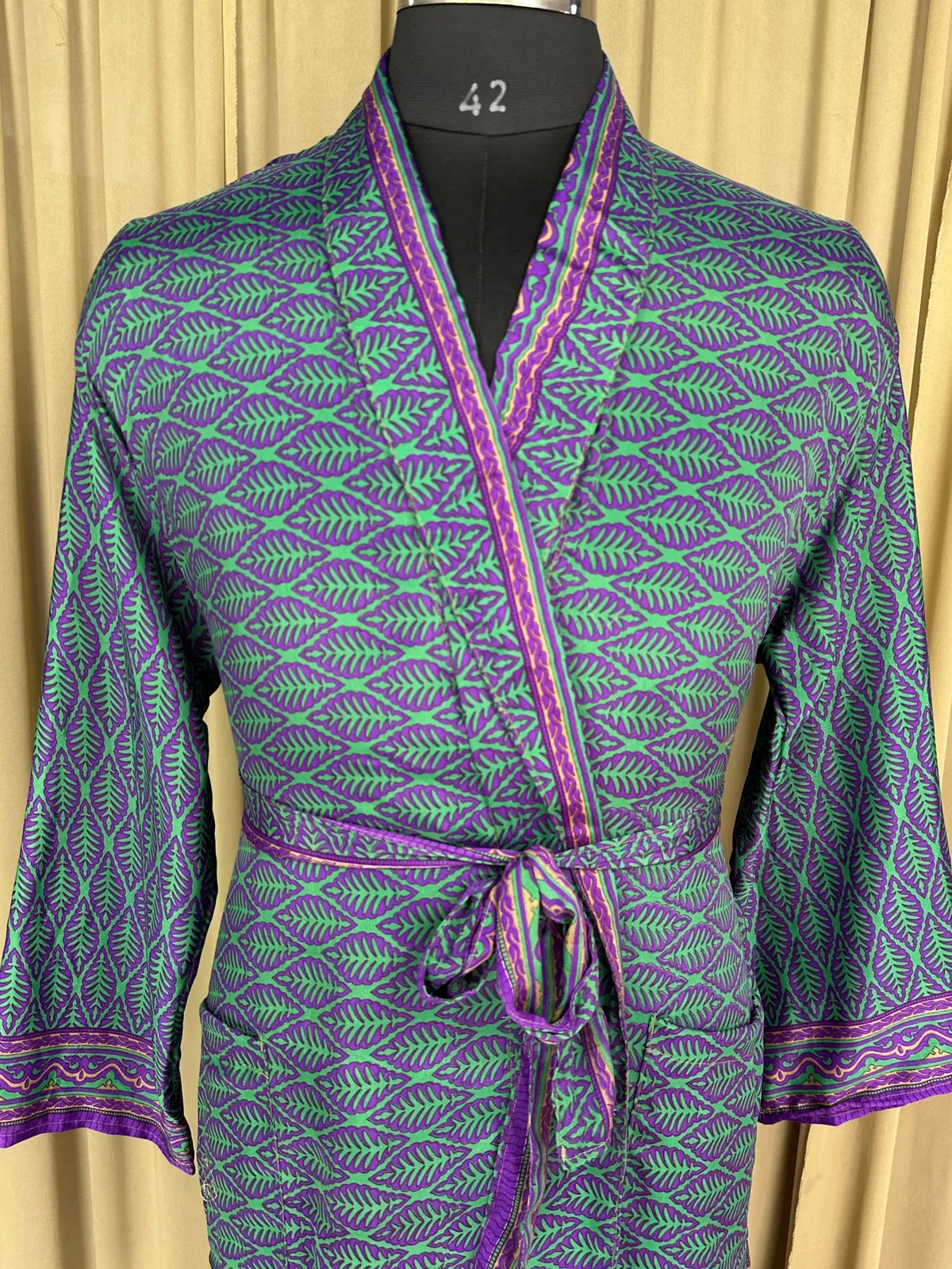 Silky Soft Menâ€™s Kimono Robe | Masculine Elegant Classic Sustainable Vintage House Robe gift, Timeless Comfy Lounge Beach Wear green Floral