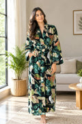 Luxury Velvet Kimono Unisex House Robe | Boho Jacket Autumn Winter Christmas Gift Elegant Reversible Silk Lined | Quirky Gown Black Floral