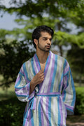 Unisex Cotton Kimono Robe in geometric