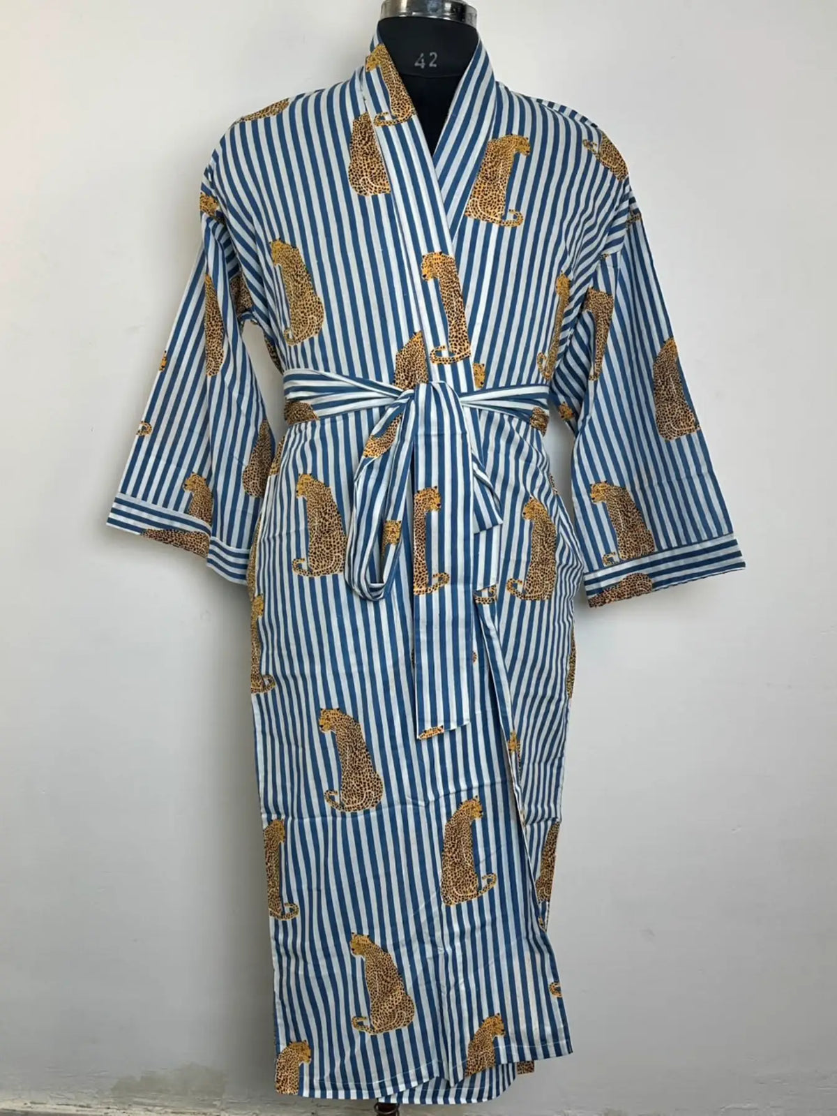 Men's Organic Cotton Kimono Robe | Lightweight Loungewear, Zen Spa Robe, Summer Dressing Gown, Cardigan Nightwear With Belt, Gift for Him