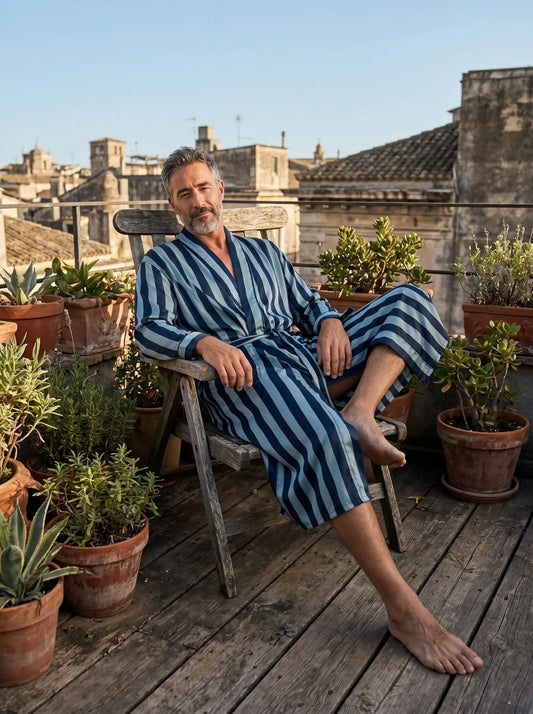 Men's Silky Soft Robe Kimono | Loungewear Houserobe, Zen Spa Bathrobe, Blue Green Yellow White Dressing Gown, Valentine Day Gift For Him