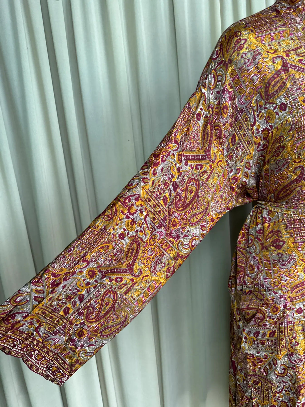 Men's Silky Kimono Robe in red paisley