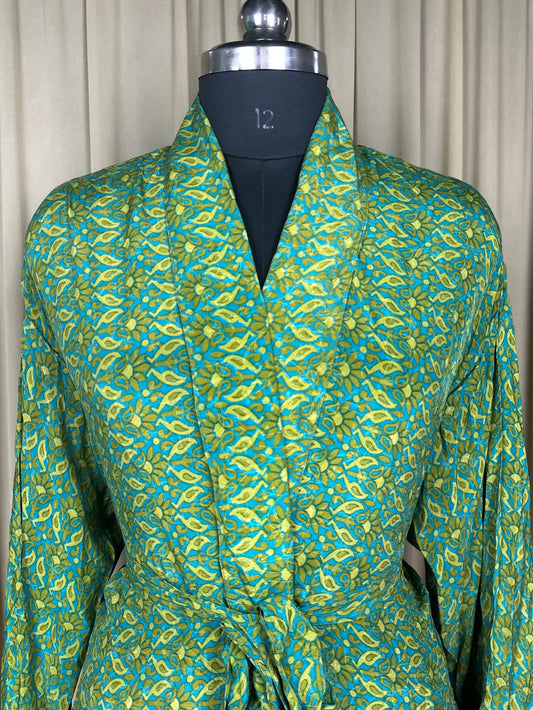 Silky Soft Men’s Kimono Robe | Masculine Elegant Classic Sustainable Vintage House Robe gift, Timeless Comfy Lounge Beach Wear | Blue Floral