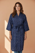Women's block-printed Cotton Kimono Robe