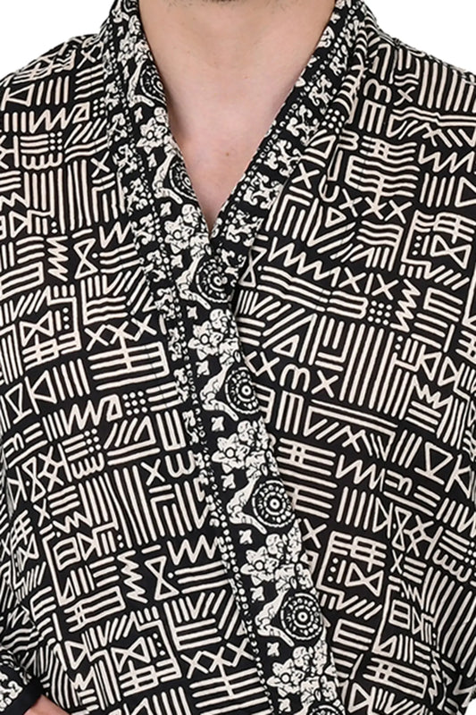 Pure Cotton Handblock Men Kimono | Indian Printed Man House Robe, Boho Beach Coverup Dressing Gown, Lightweight Loungewear, Gift For Him Dad