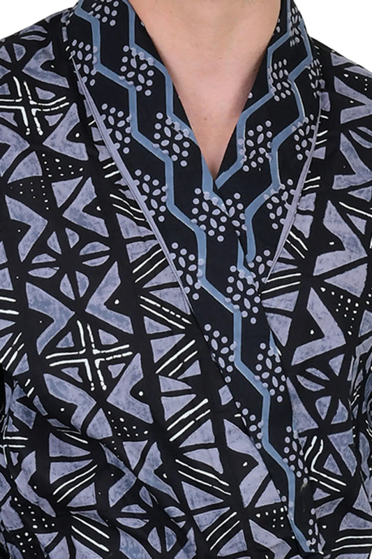 Pure Cotton Handblock Men Kimono | Indian Printed Man House Robe, Boho Beach Coverup Dressing Gown, Lightweight Loungewear, Gift For Him Dad