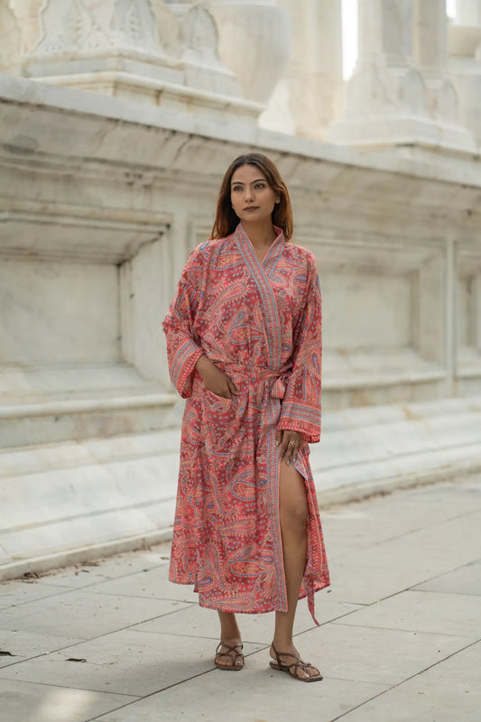 Silky Soft Boho Chic Kimono for Women | Long Lightweight Dressing Gown | Breathable Flowy Loungewear | Beach Cover Up | Perfect Gift for Her