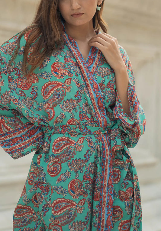 Luxury Silk Blend Kimono for Women | Long Dressing Gown, Soft Breathable Loungewear, Sleepwear, Bridesmaid & Beach Resort Wear Gift for Her