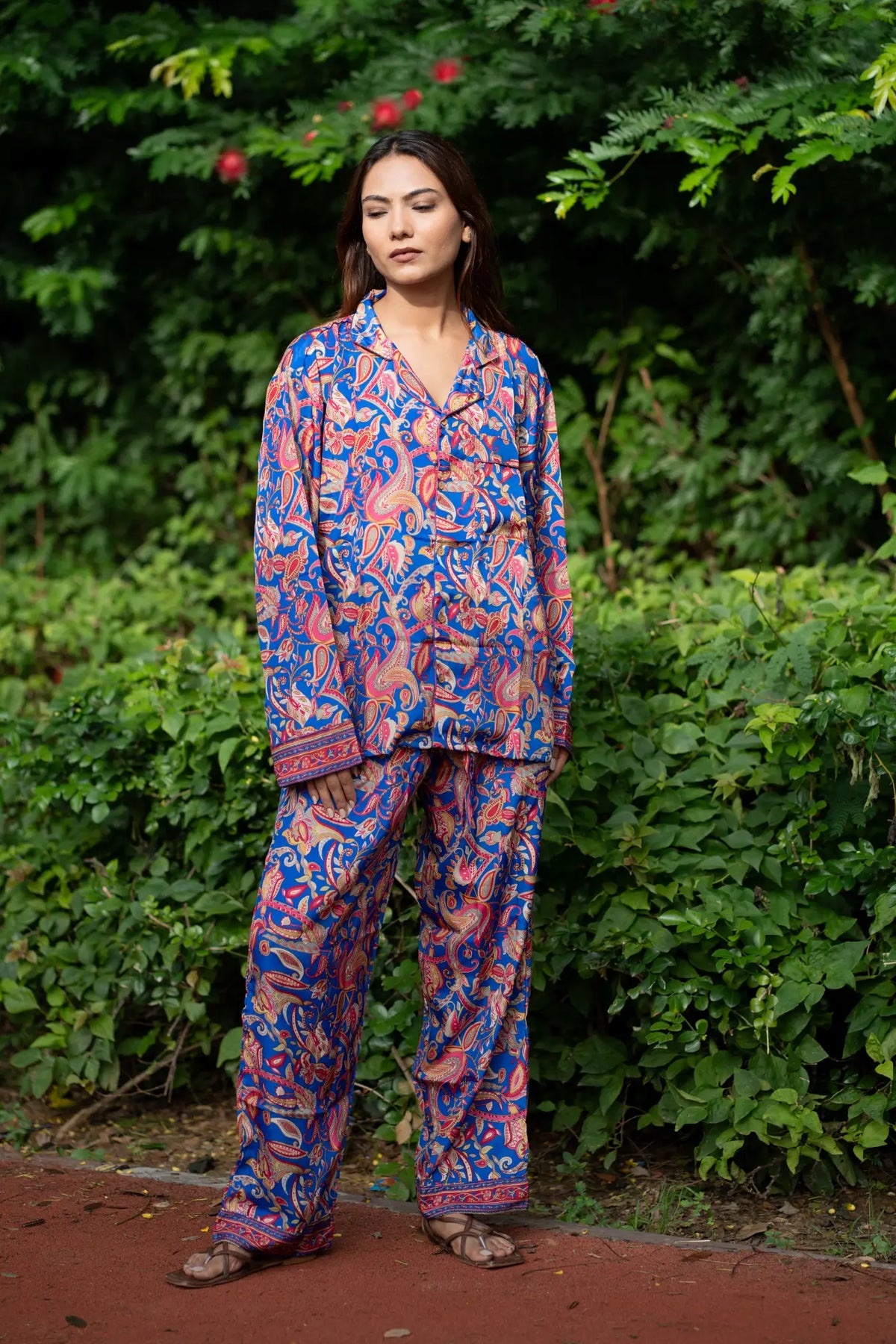 Silk Blend Women Pyjama Set | Silky Soft Cozy Breathable Bridal Nightwear, Paisley Pattern With Pockets, Bridesmaids PJ, Unique Gift For Her