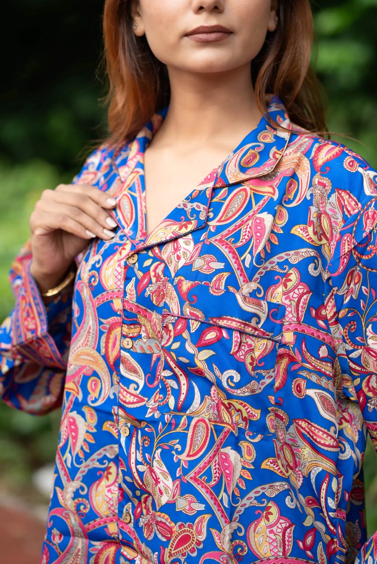 Silk Blend Women Pyjama Set | Silky Soft Cozy Breathable Bridal Nightwear, Paisley Pattern With Pockets, Bridesmaids PJ, Unique Gift For Her