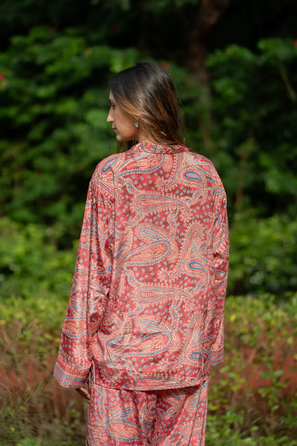 Silk Blend Women Pyjama Set | Silky Soft Cozy Breathable Bridal Nightwear, Paisley Pattern With Pockets, Bridesmaids PJ, Unique Gift For Her