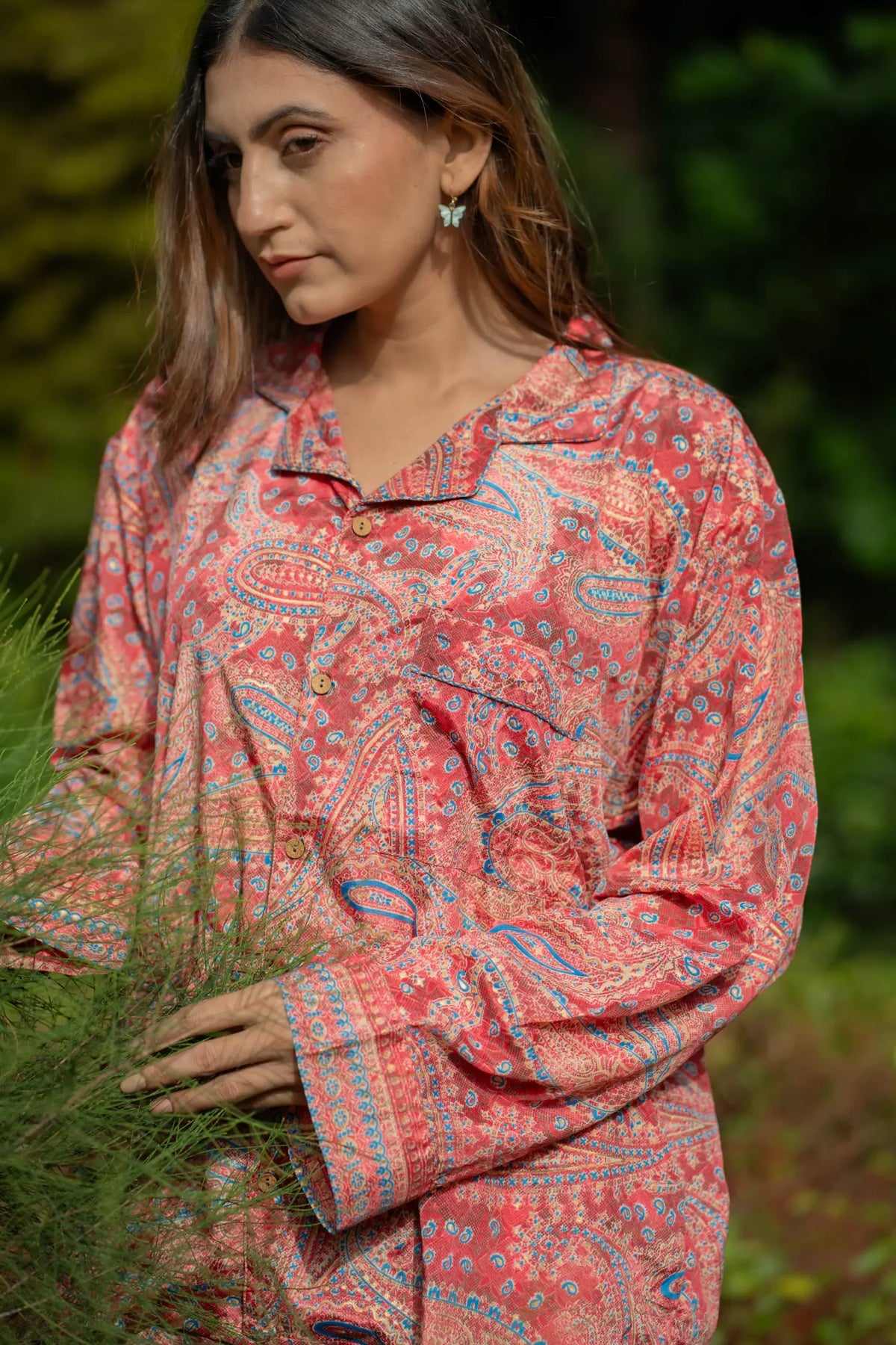 Silk Blend Women Pyjama Set | Silky Soft Cozy Breathable Bridal Nightwear, Paisley Pattern With Pockets, Bridesmaids PJ, Unique Gift For Her