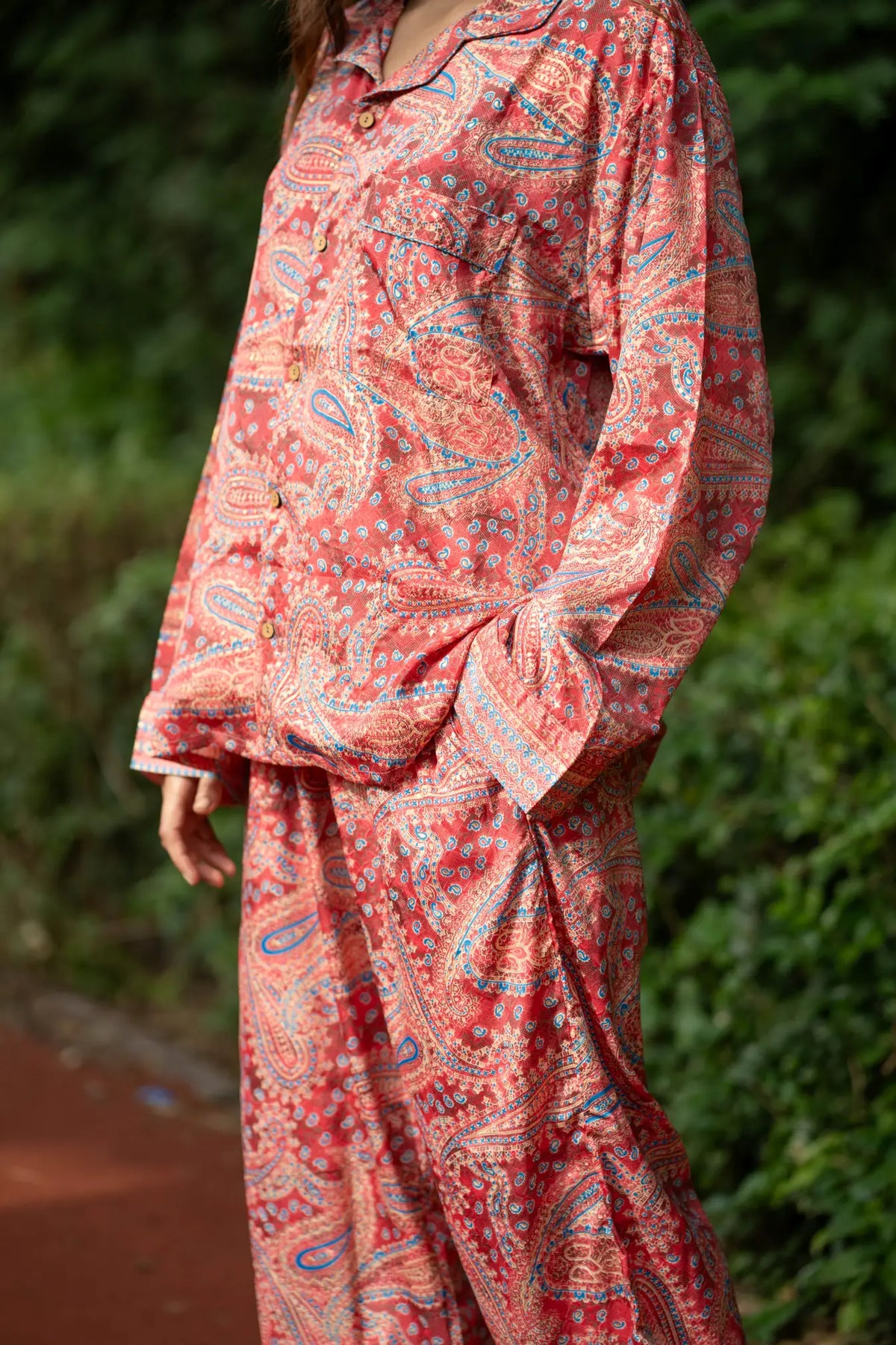 Silk Blend Women Pyjama Set | Silky Soft Cozy Breathable Bridal Nightwear, Paisley Pattern With Pockets, Bridesmaids PJ, Unique Gift For Her