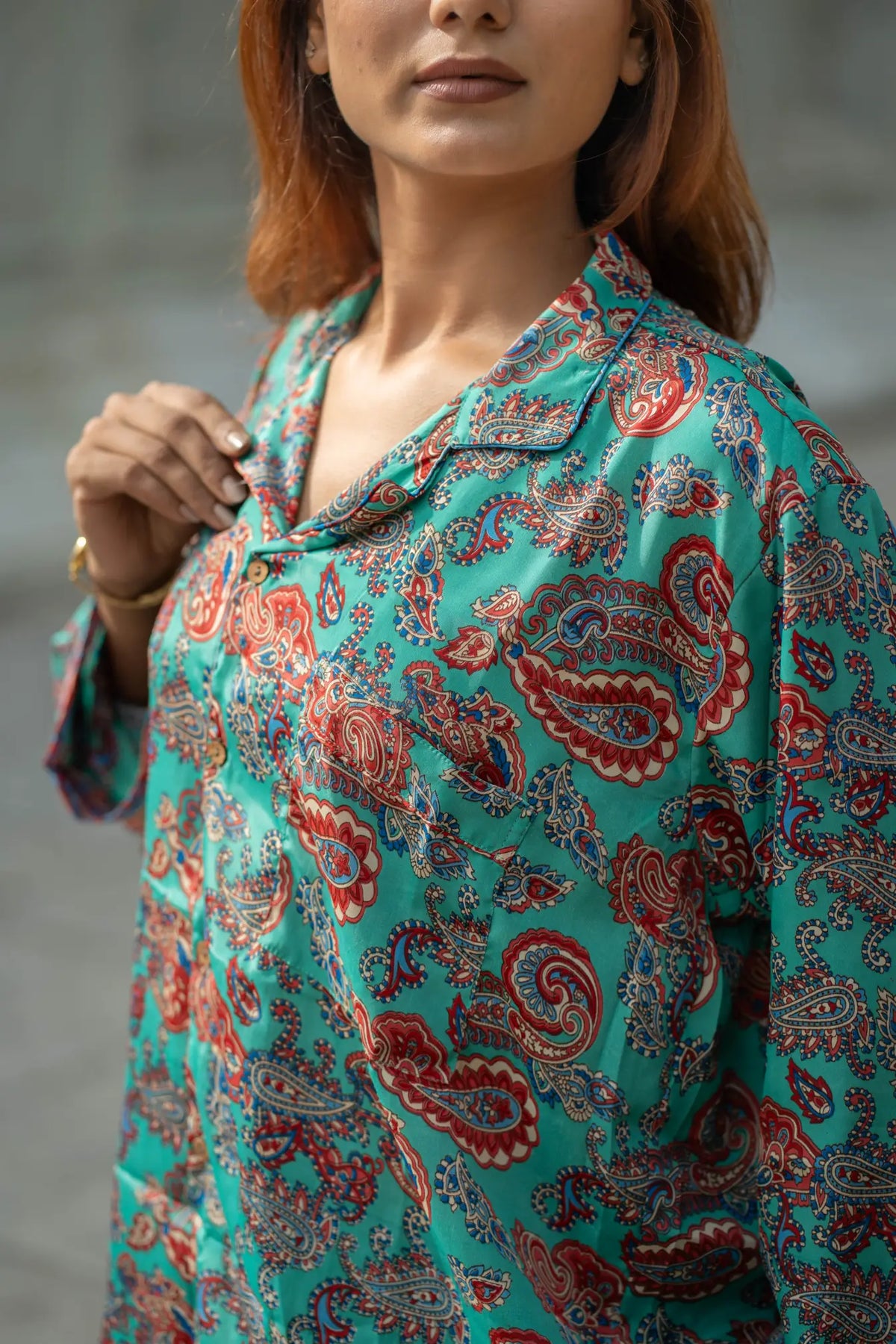 Silk Blend Bridal Pyjama Set | Silky Soft Cozy Breathable Women Nightwear, Paisley Pattern With Pockets, Bridesmaids PJ, Unique Gift For Her