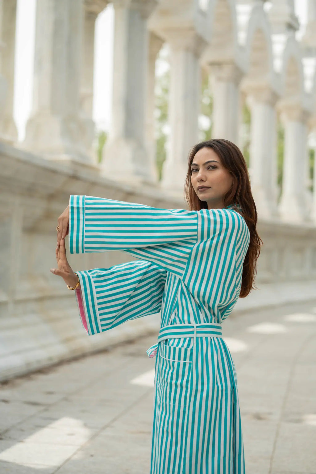 Women's reversible Cotton Long Kimono Robe