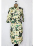block-printed Cotton Kimono Robe in beige jungle