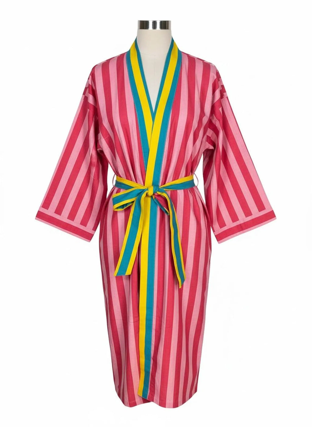 Unisex reversible Cotton Kimono Robe in geometric