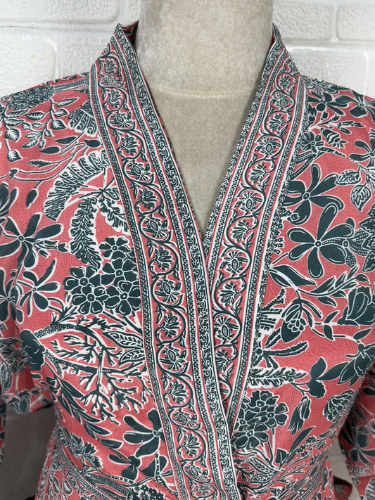 Silk Blend Kimono Robe: Floral Dressing Gown, Plus Size Sleepwear