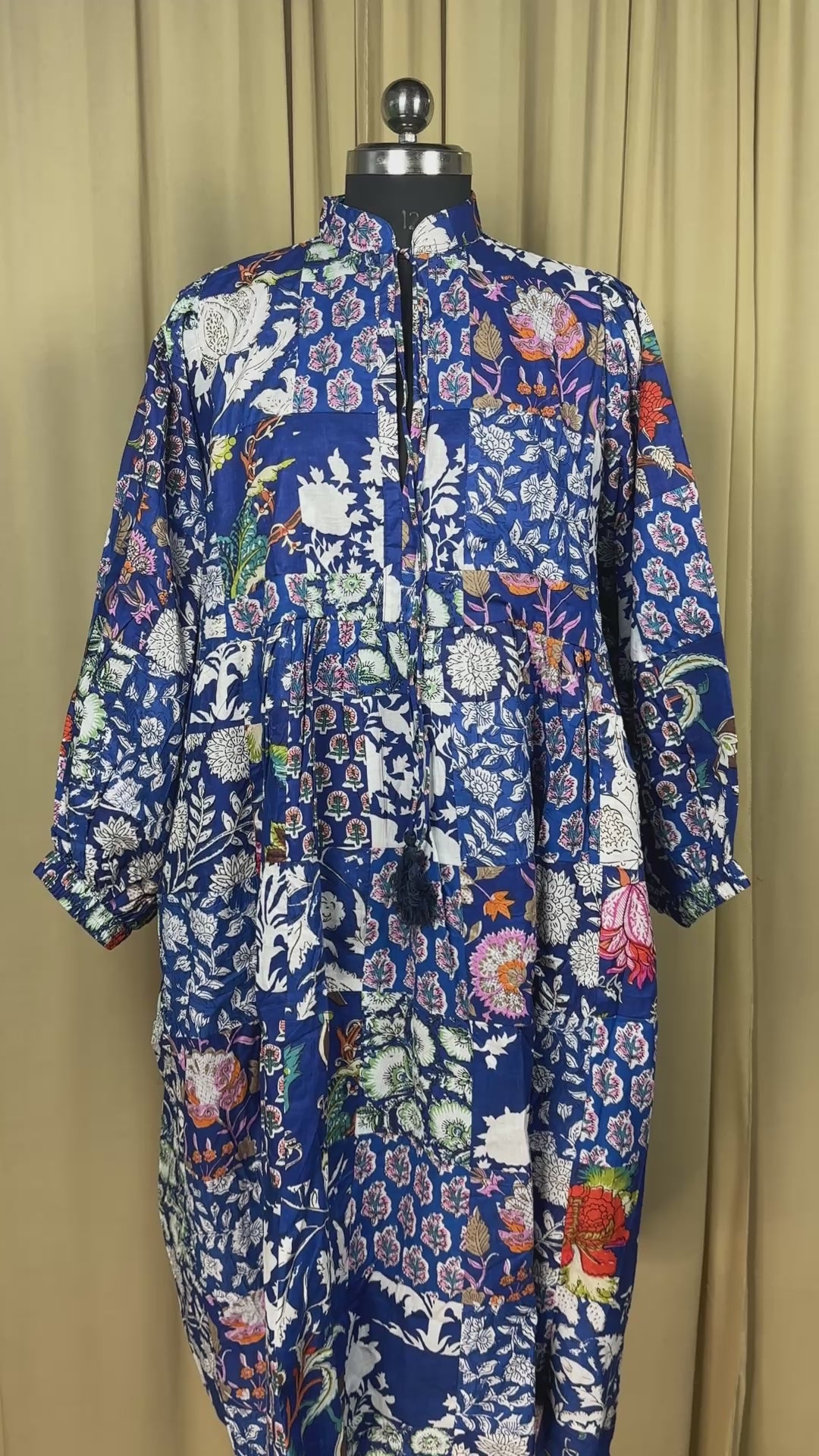 ASSORTIS - TEINTES BLEUES | Robe en coton patchwork cousue à la main | Cadeau de Noël d’anniversaire parfait pour sa sœur mère |