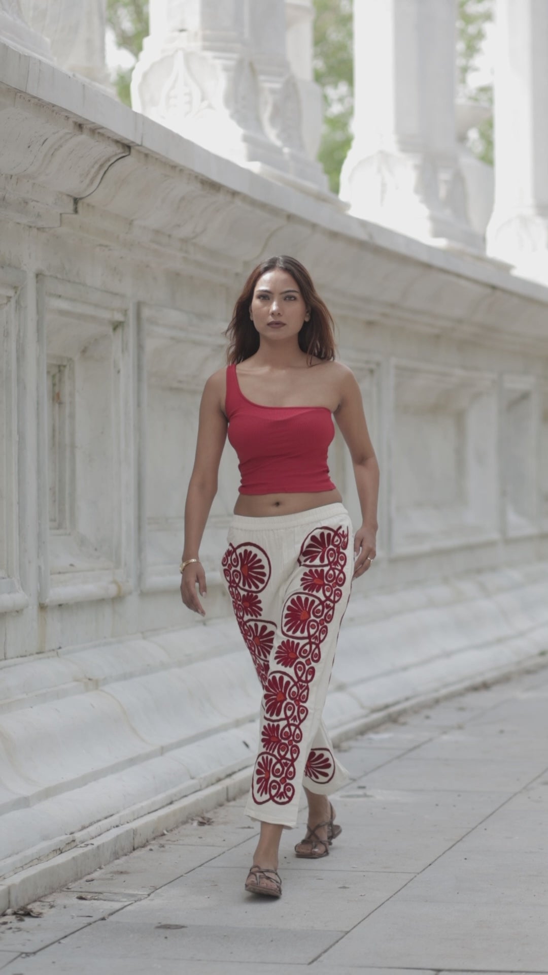 Cotton Suzani Embroidery Women Pajama | Hand Embroidered Floral Hippie Pant | Handcrafted Boho Loungewear Trouser One Size | Gift for Her