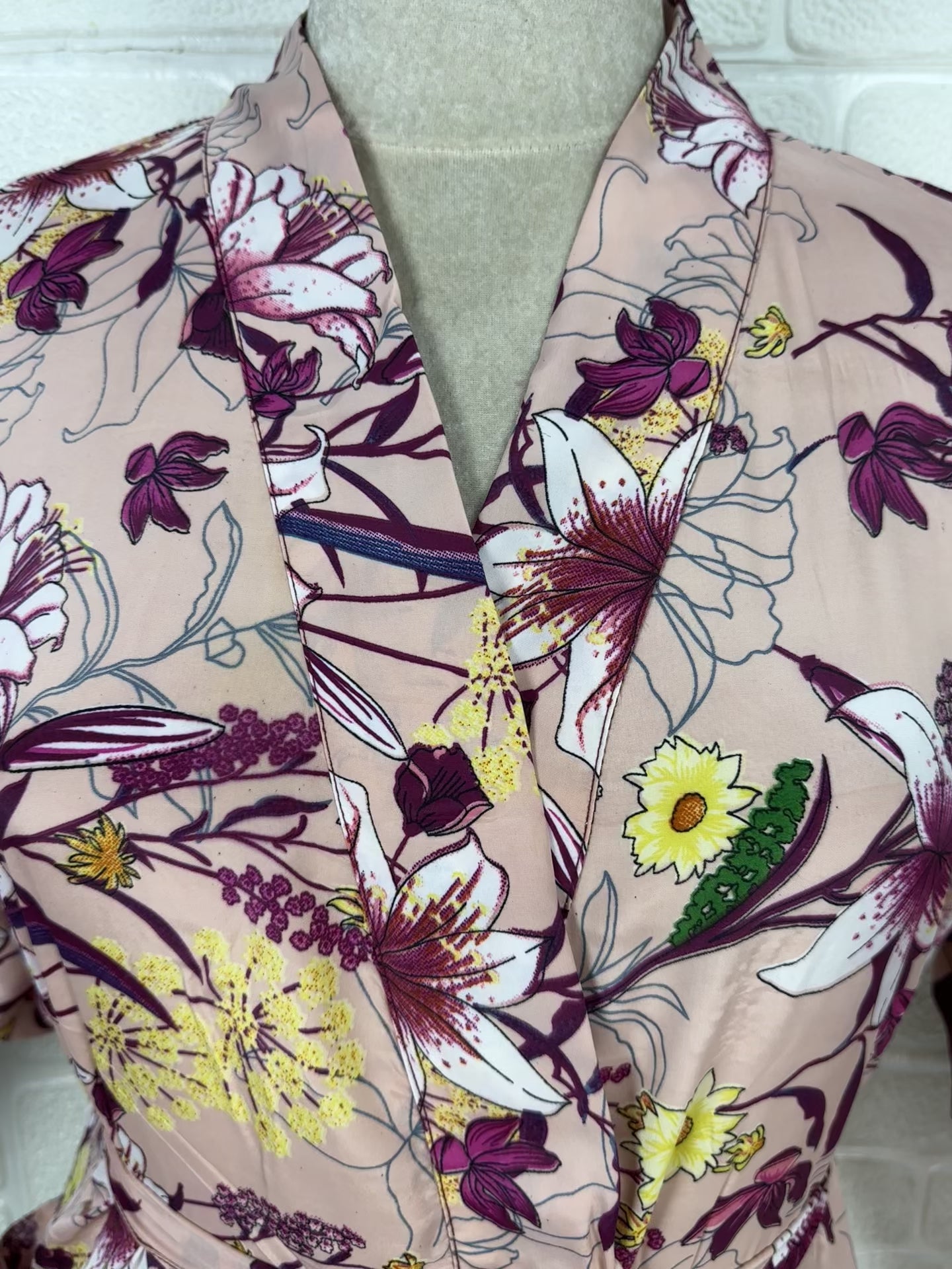 Floral Silk Blend Kimono Robe: Handmade Sari Fabric, Plus Size