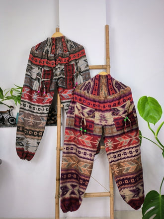 Assortiment - Pantalon en laine multi-imprimés fait à la main Pyjama d'hiver élégant