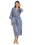 block-printed Cotton Kimono Robe in butterfly