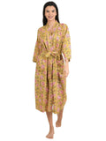 block-printed Cotton Kimono Robe in floral