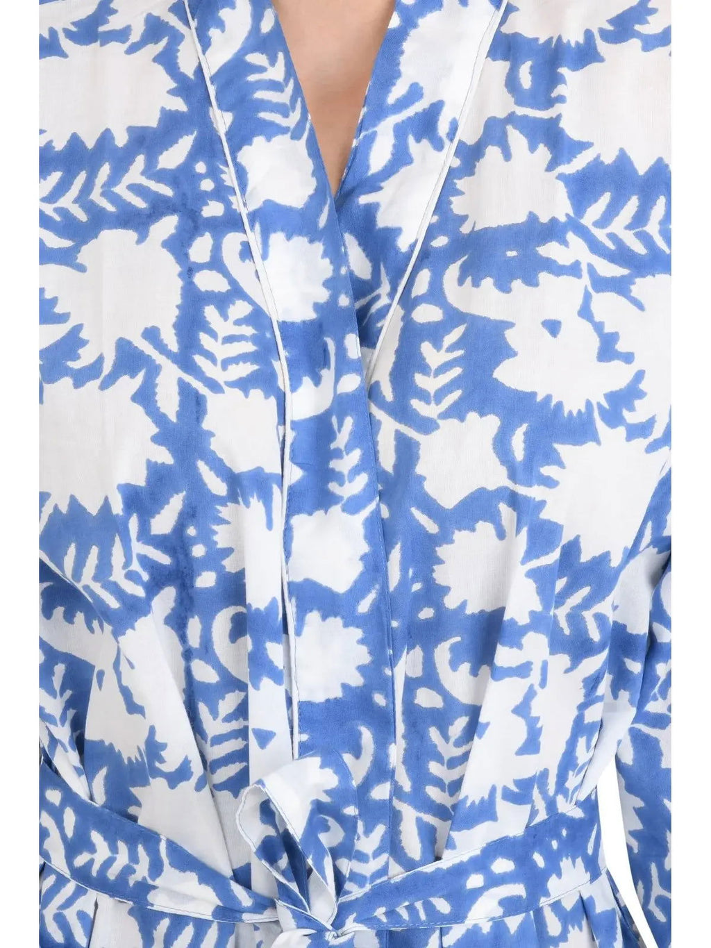 block-printed Cotton Kimono Robe in floral