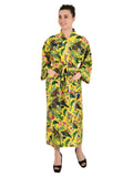 block-printed Cotton Kimono Robe in monkey